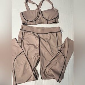 Stylish Brown Leggings with Black Trim